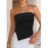 imagePRETTYGARDEN Going Out Tube Tops for Women Trendy Summer 2026 Asymmetrical Ruched Strapless Bandeau Shirts Spring ClothesBlack