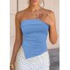 imagePRETTYGARDEN Going Out Tube Tops for Women Trendy Summer 2026 Asymmetrical Ruched Strapless Bandeau Shirts Spring ClothesBlue