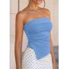 imagePRETTYGARDEN Going Out Tube Tops for Women Trendy Summer 2026 Asymmetrical Ruched Strapless Bandeau Shirts Spring ClothesBlue