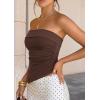 imagePRETTYGARDEN Going Out Tube Tops for Women Trendy Summer 2026 Asymmetrical Ruched Strapless Bandeau Shirts Spring ClothesBrown