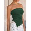 imagePRETTYGARDEN Going Out Tube Tops for Women Trendy Summer 2026 Asymmetrical Ruched Strapless Bandeau Shirts Spring ClothesGreen