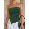 imagePRETTYGARDEN Going Out Tube Tops for Women Trendy Summer 2026 Asymmetrical Ruched Strapless Bandeau Shirts Spring ClothesGreen