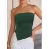 imagePRETTYGARDEN Going Out Tube Tops for Women Trendy Summer 2026 Asymmetrical Ruched Strapless Bandeau Shirts Spring ClothesGreen