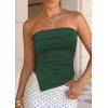 imagePRETTYGARDEN Going Out Tube Tops for Women Trendy Summer 2026 Asymmetrical Ruched Strapless Bandeau Shirts Spring ClothesGreen