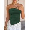 imagePRETTYGARDEN Going Out Tube Tops for Women Trendy Summer 2026 Asymmetrical Ruched Strapless Bandeau Shirts Spring ClothesGreen
