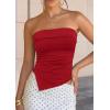 imagePRETTYGARDEN Going Out Tube Tops for Women Trendy Summer 2026 Asymmetrical Ruched Strapless Bandeau Shirts Spring ClothesRed