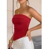 imagePRETTYGARDEN Going Out Tube Tops for Women Trendy Summer 2026 Asymmetrical Ruched Strapless Bandeau Shirts Spring ClothesRed