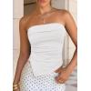 imagePRETTYGARDEN Going Out Tube Tops for Women Trendy Summer 2026 Asymmetrical Ruched Strapless Bandeau Shirts Spring ClothesWhite