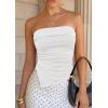 imagePRETTYGARDEN Going Out Tube Tops for Women Trendy Summer 2026 Asymmetrical Ruched Strapless Bandeau Shirts Spring ClothesWhite