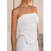 imagePRETTYGARDEN Going Out Tube Tops for Women Trendy Summer 2026 Asymmetrical Ruched Strapless Bandeau Shirts Spring ClothesWhite