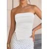 imagePRETTYGARDEN Going Out Tube Tops for Women Trendy Summer 2026 Asymmetrical Ruched Strapless Bandeau Shirts Spring ClothesWhite