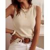 imagePRETTYGARDEN Sleeveless Sweater Tops for Women 2026 Summer Dressy Ribbed Tank Tops Spring Business Casual Work Shirts BlousesBeige