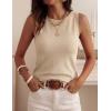 imagePRETTYGARDEN Sleeveless Sweater Tops for Women 2026 Summer Dressy Ribbed Tank Tops Spring Business Casual Work Shirts BlousesBeige