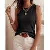 imagePRETTYGARDEN Sleeveless Sweater Tops for Women 2026 Summer Dressy Ribbed Tank Tops Spring Business Casual Work Shirts BlousesBlack