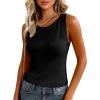 imagePRETTYGARDEN Sleeveless Sweater Tops for Women 2026 Summer Dressy Ribbed Tank Tops Spring Business Casual Work Shirts BlousesBlack