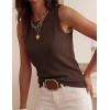imagePRETTYGARDEN Sleeveless Sweater Tops for Women 2026 Summer Dressy Ribbed Tank Tops Spring Business Casual Work Shirts BlousesBrown