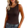 imagePRETTYGARDEN Sleeveless Sweater Tops for Women 2026 Summer Dressy Ribbed Tank Tops Spring Business Casual Work Shirts BlousesBrown