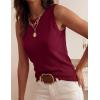 imagePRETTYGARDEN Sleeveless Sweater Tops for Women 2026 Summer Dressy Ribbed Tank Tops Spring Business Casual Work Shirts BlousesBurgundy