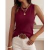 imagePRETTYGARDEN Sleeveless Sweater Tops for Women 2026 Summer Dressy Ribbed Tank Tops Spring Business Casual Work Shirts BlousesBurgundy