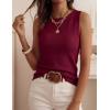 imagePRETTYGARDEN Sleeveless Sweater Tops for Women 2026 Summer Dressy Ribbed Tank Tops Spring Business Casual Work Shirts BlousesBurgundy