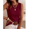 imagePRETTYGARDEN Sleeveless Sweater Tops for Women 2026 Summer Dressy Ribbed Tank Tops Spring Business Casual Work Shirts BlousesBurgundy