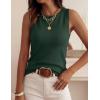 imagePRETTYGARDEN Sleeveless Sweater Tops for Women 2026 Summer Dressy Ribbed Tank Tops Spring Business Casual Work Shirts BlousesDark Green