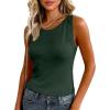 imagePRETTYGARDEN Sleeveless Sweater Tops for Women 2026 Summer Dressy Ribbed Tank Tops Spring Business Casual Work Shirts BlousesDark Green