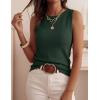 imagePRETTYGARDEN Sleeveless Sweater Tops for Women 2026 Summer Dressy Ribbed Tank Tops Spring Business Casual Work Shirts BlousesDark Green