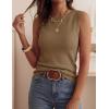 imagePRETTYGARDEN Sleeveless Sweater Tops for Women 2026 Summer Dressy Ribbed Tank Tops Spring Business Casual Work Shirts BlousesKhaki