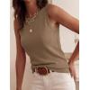 imagePRETTYGARDEN Sleeveless Sweater Tops for Women 2026 Summer Dressy Ribbed Tank Tops Spring Business Casual Work Shirts BlousesKhaki