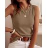 imagePRETTYGARDEN Sleeveless Sweater Tops for Women 2026 Summer Dressy Ribbed Tank Tops Spring Business Casual Work Shirts BlousesKhaki