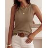 imagePRETTYGARDEN Sleeveless Sweater Tops for Women 2026 Summer Dressy Ribbed Tank Tops Spring Business Casual Work Shirts BlousesKhaki