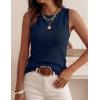 imagePRETTYGARDEN Sleeveless Sweater Tops for Women 2026 Summer Dressy Ribbed Tank Tops Spring Business Casual Work Shirts BlousesNavy Blue