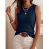 imagePRETTYGARDEN Sleeveless Sweater Tops for Women 2026 Summer Dressy Ribbed Tank Tops Spring Business Casual Work Shirts BlousesNavy Blue