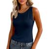 imagePRETTYGARDEN Sleeveless Sweater Tops for Women 2026 Summer Dressy Ribbed Tank Tops Spring Business Casual Work Shirts BlousesNavy Blue