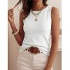 imagePRETTYGARDEN Sleeveless Sweater Tops for Women 2026 Summer Dressy Ribbed Tank Tops Spring Business Casual Work Shirts BlousesWhite