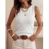 imagePRETTYGARDEN Sleeveless Sweater Tops for Women 2026 Summer Dressy Ribbed Tank Tops Spring Business Casual Work Shirts BlousesWhite