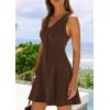 imagePRETTYGARDEN Summer Dresses for Women 2026 V Neck Sleeveless A Line Tank Top Spring Casual Beach Vacation Short SundressesBrown
