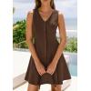 imagePRETTYGARDEN Summer Dresses for Women 2026 V Neck Sleeveless A Line Tank Top Spring Casual Beach Vacation Short SundressesBrown