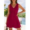 imagePRETTYGARDEN Summer Dresses for Women 2026 V Neck Sleeveless A Line Tank Top Spring Casual Beach Vacation Short SundressesBurgundy