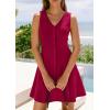 imagePRETTYGARDEN Summer Dresses for Women 2026 V Neck Sleeveless A Line Tank Top Spring Casual Beach Vacation Short SundressesBurgundy
