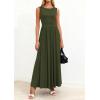 imagePRETTYGARDEN Summer Maxi Dresses for Women 2026 Sleeveless A Line Flowy Long Casual Sundress Wedding Guest Fashion ClothingArmy Green