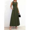 imagePRETTYGARDEN Summer Maxi Dresses for Women 2026 Sleeveless A Line Flowy Long Casual Sundress Wedding Guest Fashion ClothingArmy Green