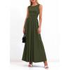 imagePRETTYGARDEN Summer Maxi Dresses for Women 2026 Sleeveless A Line Flowy Long Casual Sundress Wedding Guest Fashion ClothingArmy Green