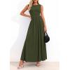 imagePRETTYGARDEN Summer Maxi Dresses for Women 2026 Sleeveless A Line Flowy Long Casual Sundress Wedding Guest Fashion ClothingArmy Green