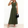 imagePRETTYGARDEN Summer Maxi Dresses for Women 2026 Sleeveless A Line Flowy Long Casual Sundress Wedding Guest Fashion ClothingArmy Green