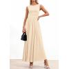 imagePRETTYGARDEN Summer Maxi Dresses for Women 2026 Sleeveless A Line Flowy Long Casual Sundress Wedding Guest Fashion ClothingBeige