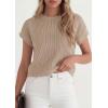 imagePRETTYGARDEN Women 2026 Spring Fashion Sweater Vest Business Casual Tank Top Cap Sleeve Knit Work Shirt Trendy Summer OutfitsKhaki