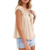 imagePRETTYGARDEN Women Babydoll Tops 2026 Summer Clothes Cap Sleeve Tie Front Flowy Tank Top Peplum Blouses Cute Going Out ShirtsApricot