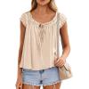 imagePRETTYGARDEN Women Babydoll Tops 2026 Summer Clothes Cap Sleeve Tie Front Flowy Tank Top Peplum Blouses Cute Going Out ShirtsApricot